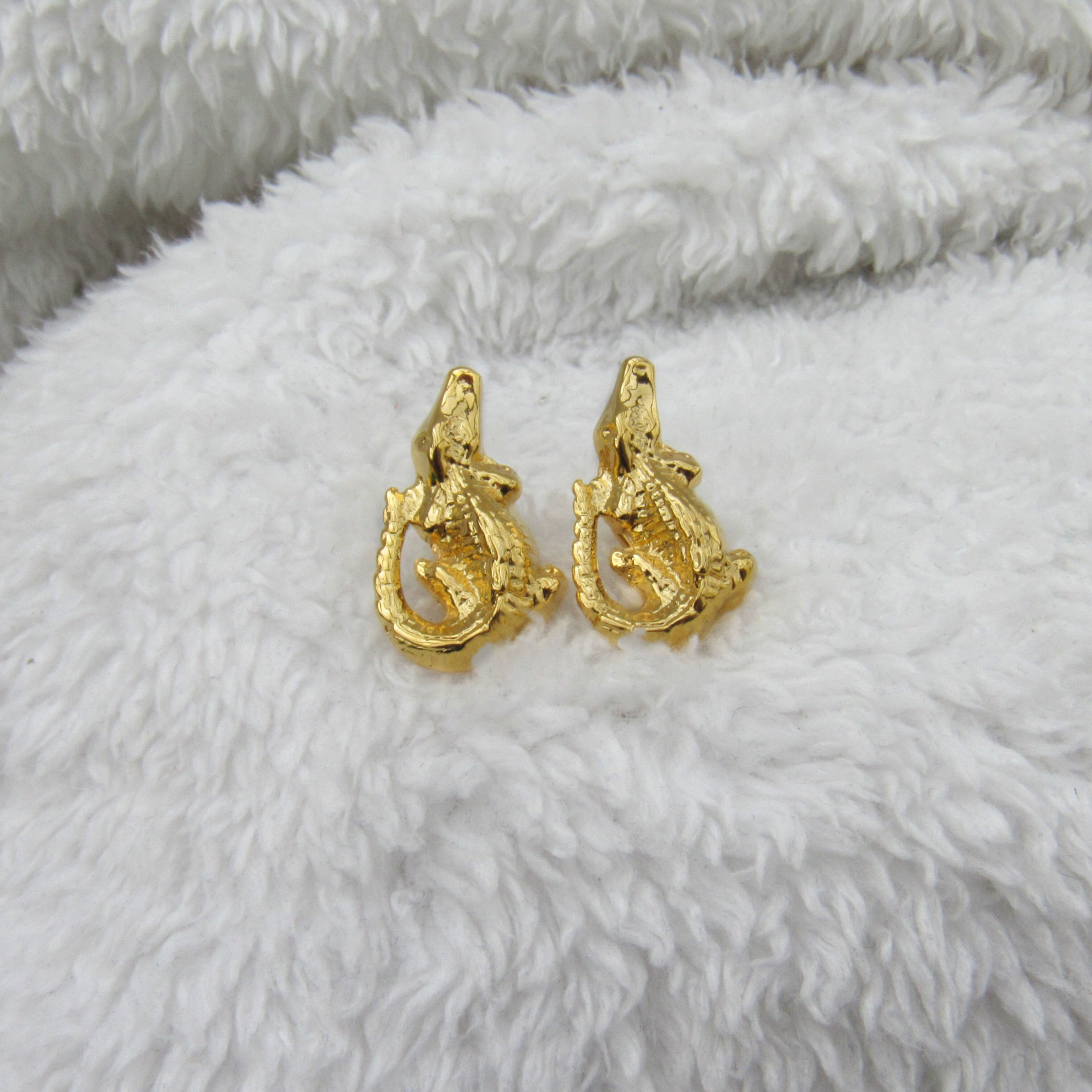 Golden crocodile earrings